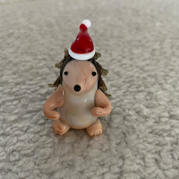 SET OF 2 PIER 1 IMPORTS TINY BLOWN GLASS CHRISTMAS HEDGEHOG DECOR NWTSET OF 2 - Picture 7 of 16